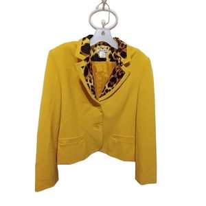Jendo leopard collar yellow blazer size 6